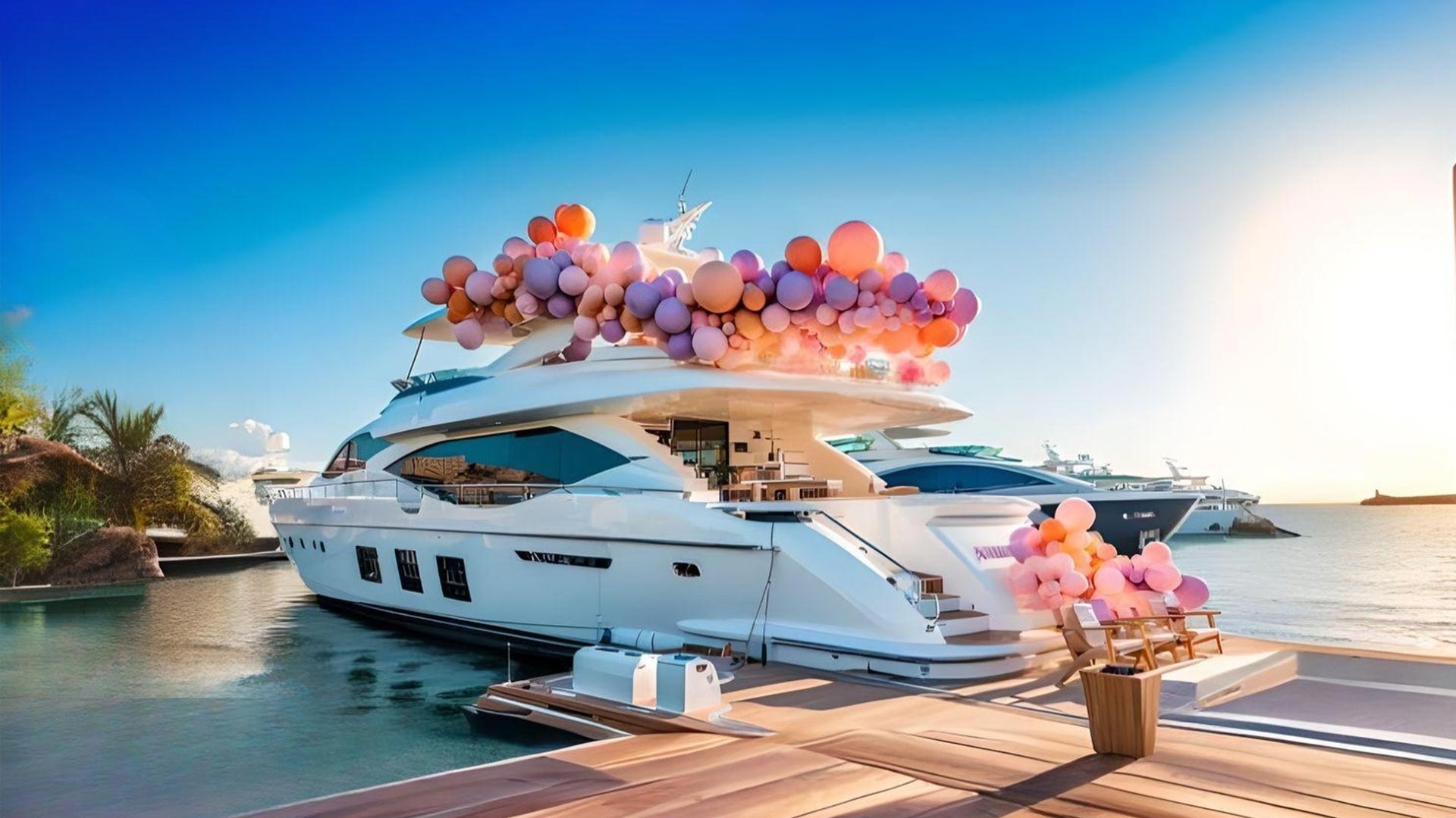 Decorated Yacht by Balloons